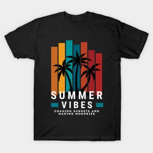 Summer Family Vacation 2024 Vibes - Summer Vibes Chasing Sunsets and Making Memories - Beach Memories Cool Saying  - Sunset-Themed | Summer Travel Essentials Gift T-Shirt